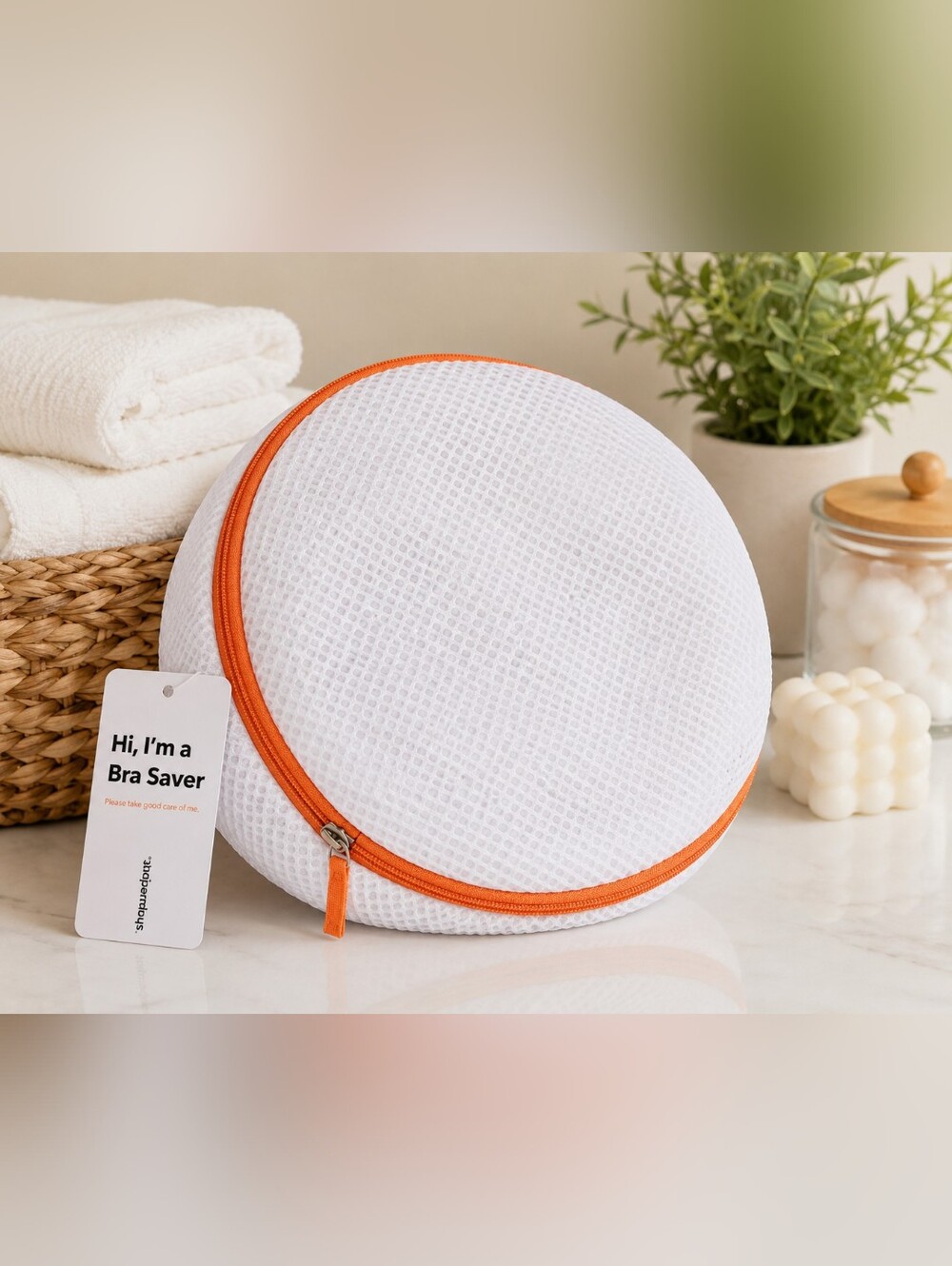 Shapermint Bra Saver Mesh Laundry Wash Bag White Orange Zipper NWT